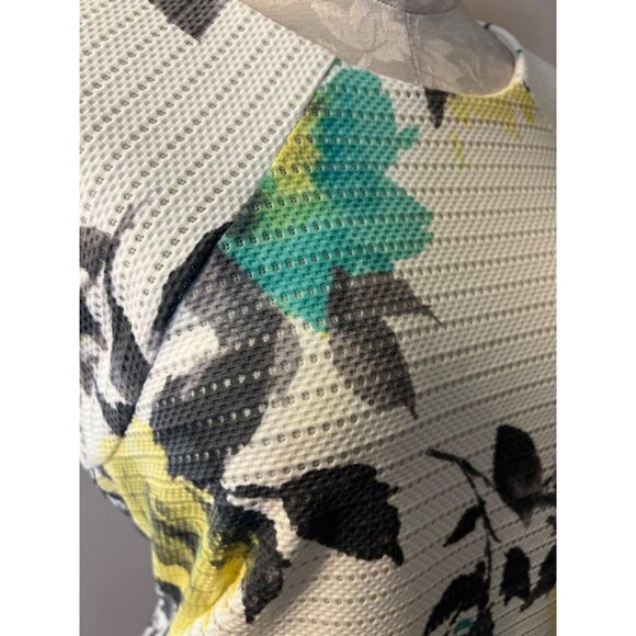 Madison Leigh Dress 14 Stretch Ivory Green Yellow Floral Summer Washable NEW - Picture 3 of 8